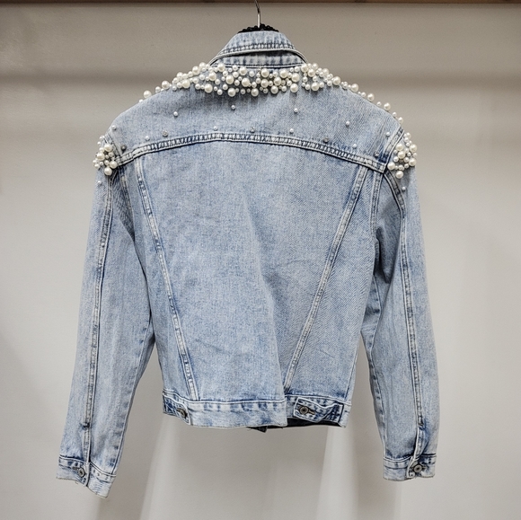 Denim Jacket with Pearls - Picture 3 of 3